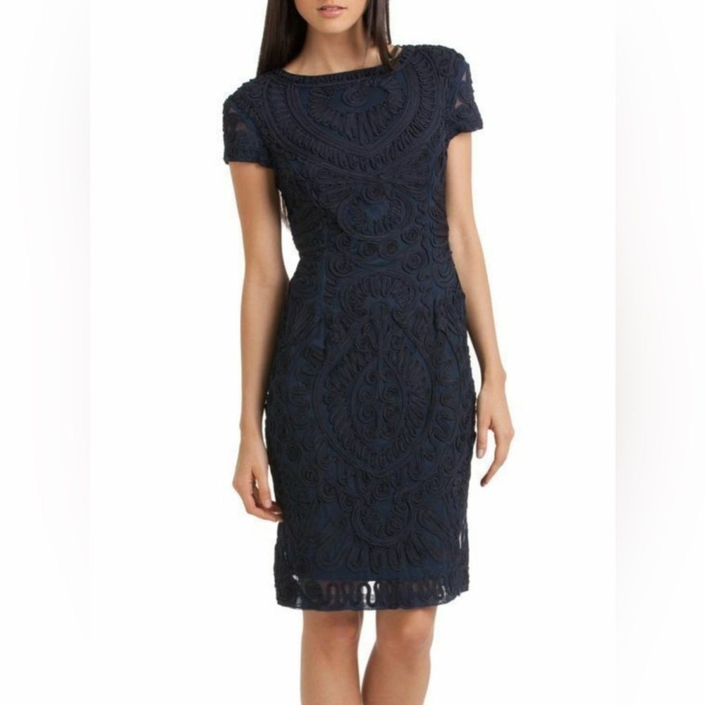 JS Collections Elegant Navy Lace Dress